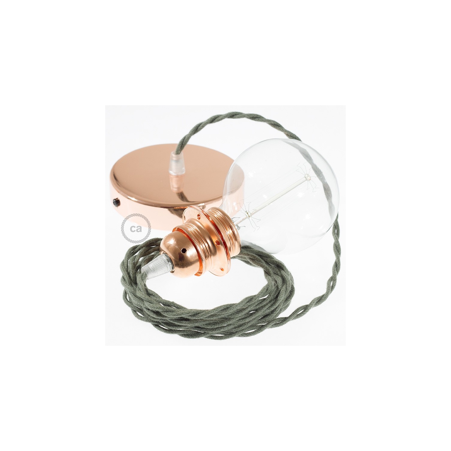 Pendant for lampshade suspended lamp with Grey Green Cotton textile cable TC63