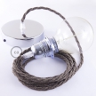 Pendant for lampshade, suspended lamp with Brown Natural Linen textile cable TN04