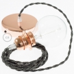 Pendant for lampshade, suspended lamp with Anthracite Natural Linen textile cable TN03