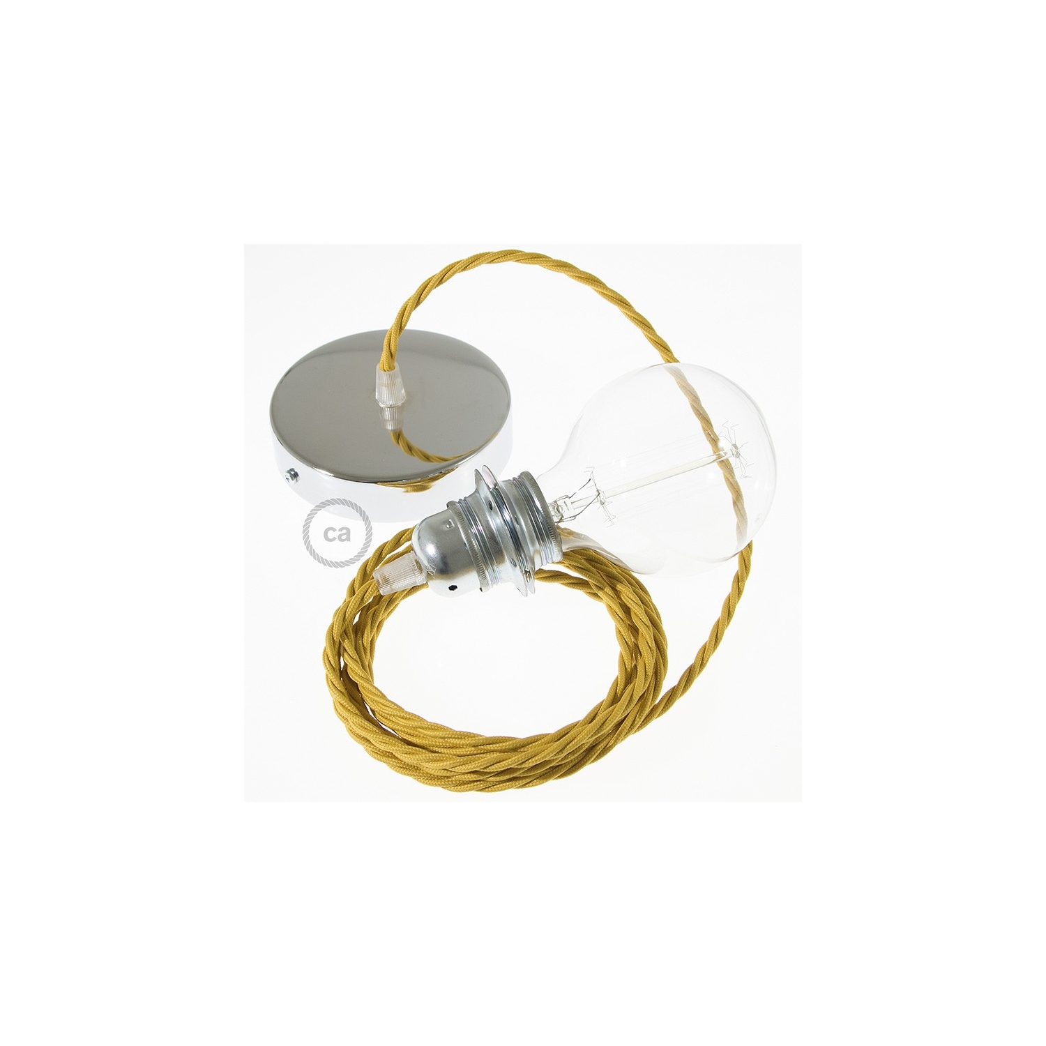 Pendant for lampshade suspended lamp with Mustard Rayon textile cable TM25