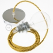 Pendant for lampshade, suspended lamp with Mustard Rayon textile cable TM25