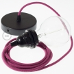 Pendant for lampshade, suspended lamp with Burgundy Cotton textile cable RC32