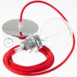 Pendant for lampshade, suspended lamp with Fire Red Cotton textile cable RC35