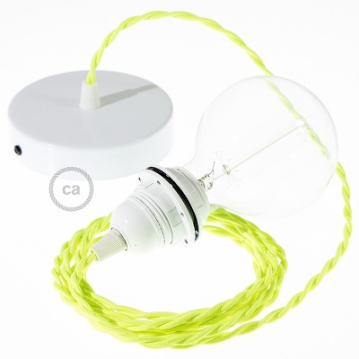 Pendant for lampshade, suspended lamp with Yellow Fluo textile cable TF10
