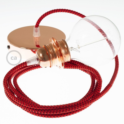 Pendant for lampshade, suspended lamp with Red Devil 3D textile cable RT94