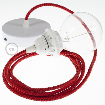 Pendant for lampshade, suspended lamp with Red Devil 3D textile cable RT94