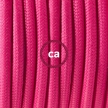 Porcelain Pendant, suspended lamp with Fuchsia Rayon textile cable RM08