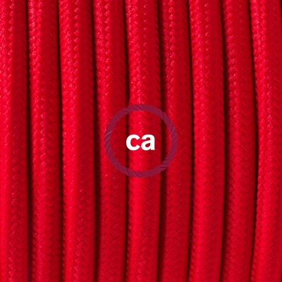 Porcelain Pendant, suspended lamp with Red Rayon textile cable RM09
