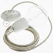 Porcelain Pendant, suspended lamp with Dove Cotton textile cable RC43