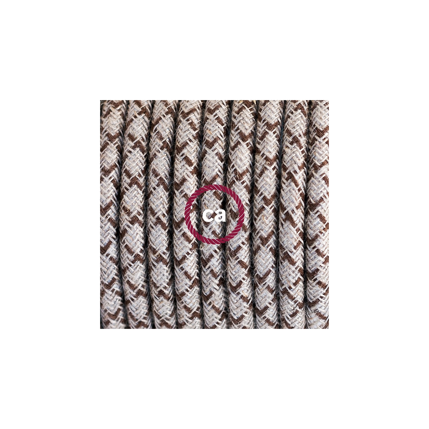 Porcelain Pendant, suspended lamp with Lozenge Bark textile cable RD63