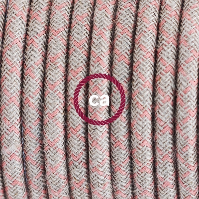 Porcelain Pendant, suspended lamp with Lozenge Ancient Pink textile cable RD61