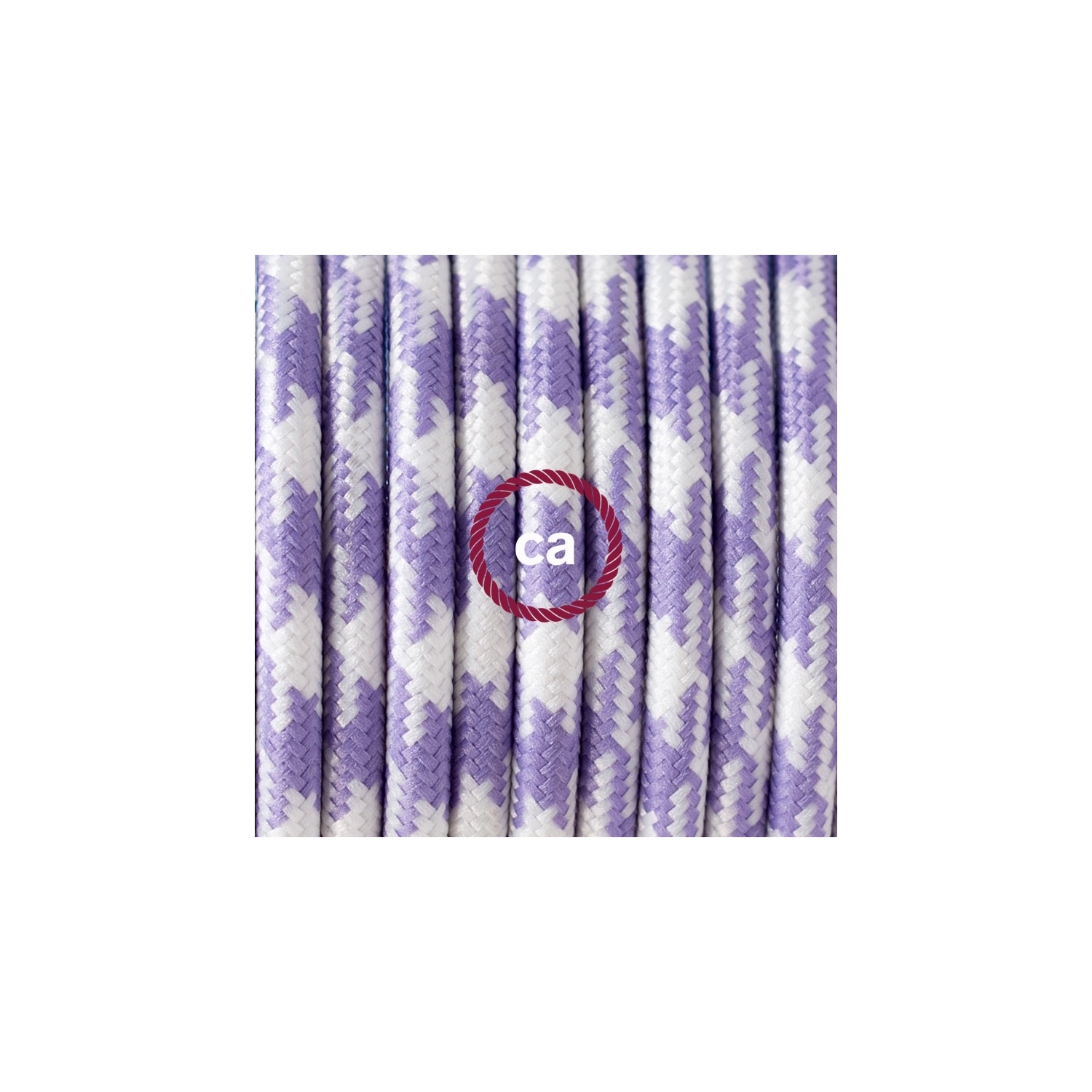 TO204 Lilac Houndstooth Round Electric Cable covered by Rayon fabric