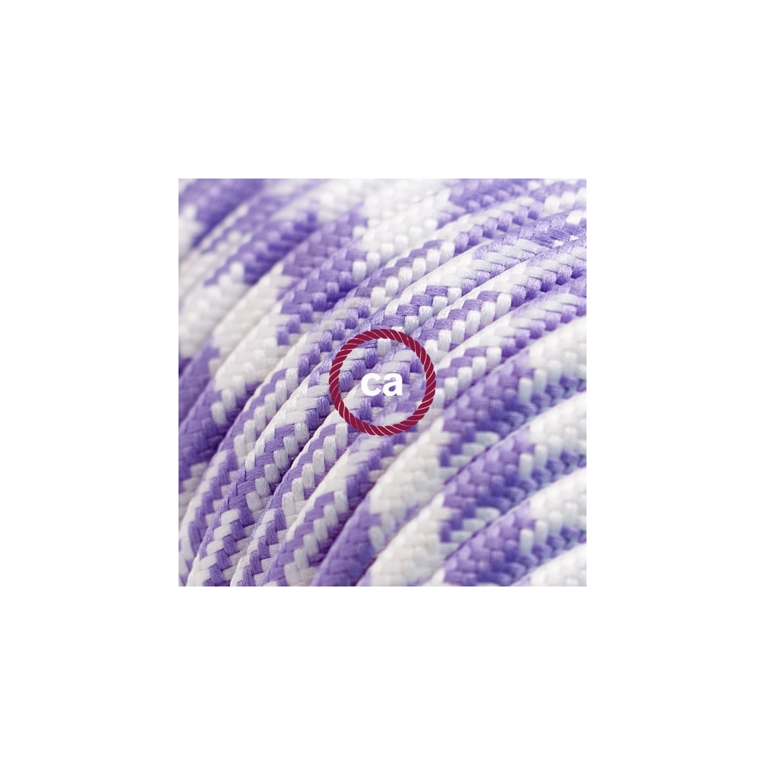 TO204 Lilac Houndstooth Round Electric Cable covered by Rayon fabric
