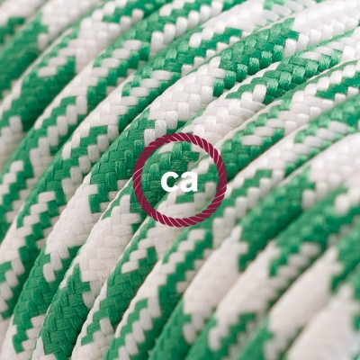 TO202 Green Houndstooth Round Electric Cable covered by Rayon fabric 2CORE ONLY