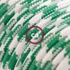 TO202 Green Houndstooth Round Electric Cable covered by Rayon fabric 2CORE ONLY