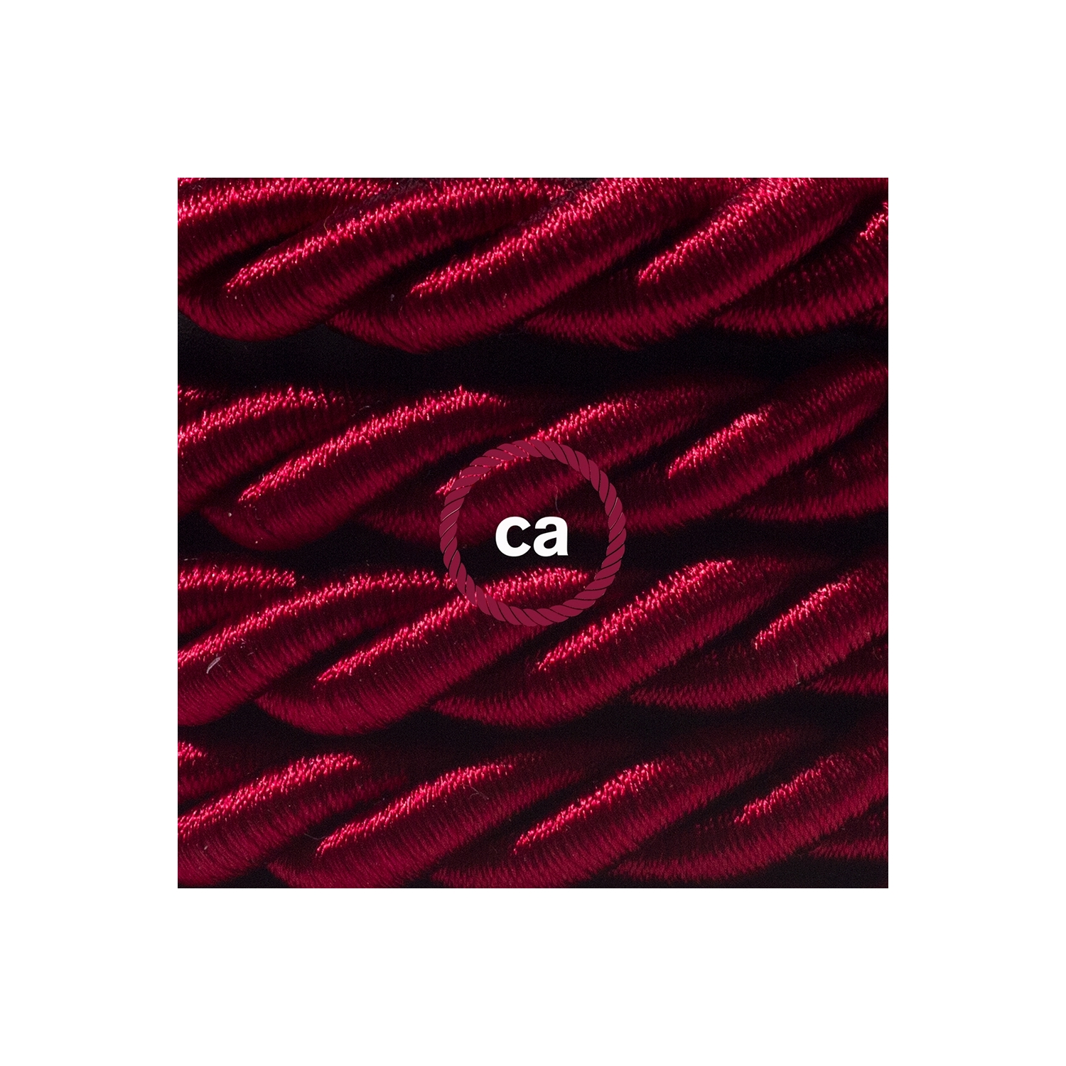 Wooden Pendant, suspended lamp with nautical XL 16mm rope in dark burgundy fabric, Made in Italy