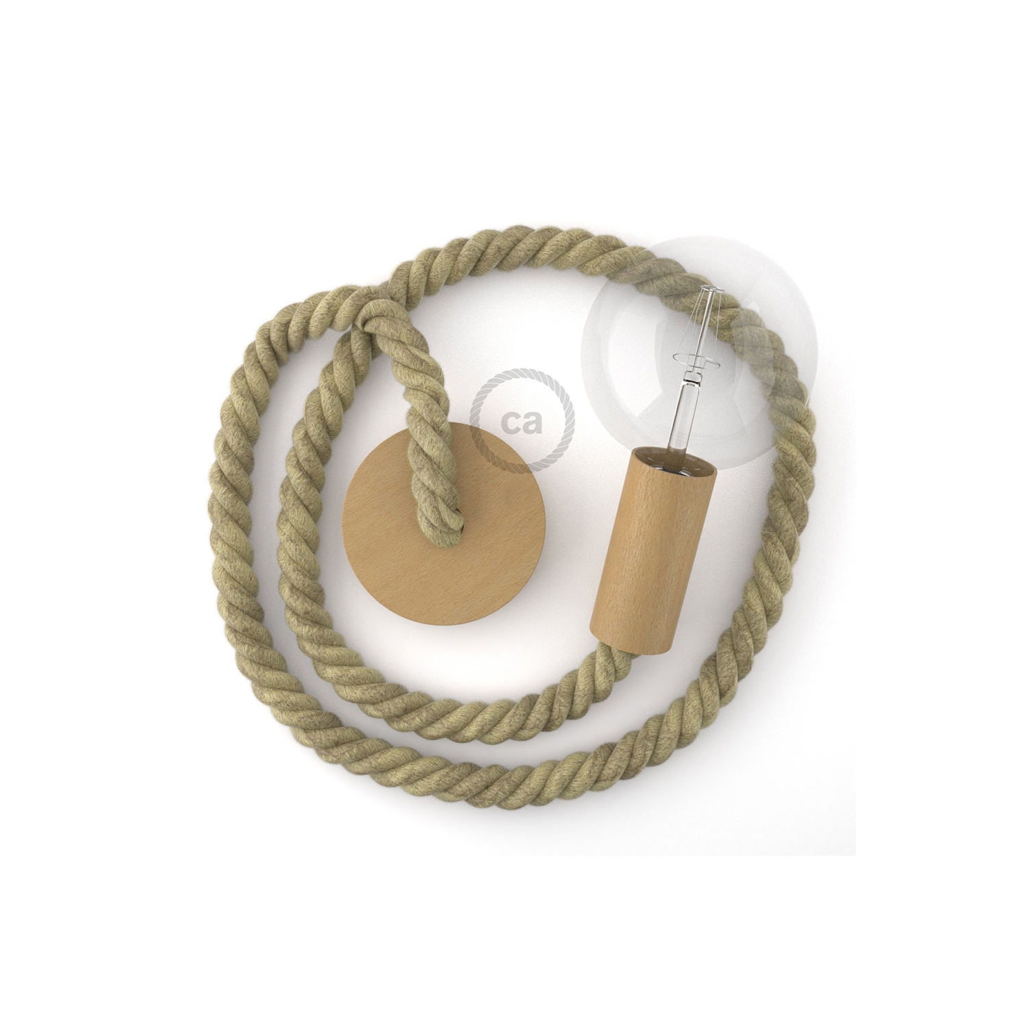 Wooden Pendant Light Natural: 2XL Jute