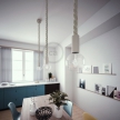 White painted wooden pendant lamp with nautical 3XL 30mm rope in natural linen, Made in Italy