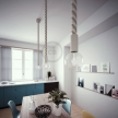 White painted wooden pendant lamp with nautical 3XL 30mm rope in raw cotton and natural linen, Made in Italy