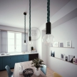 Black painted wooden pendant lamp with nautical 3XL 30mm rope in dark shiny green, Made in Italy