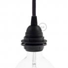 Double ferrule thermoplastic E27 lamp holder kit for lampshade - Black