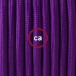 Single Pendant, suspended lamp with Violet Rayon textile cable RM14