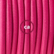 Single Pendant, suspended lamp with Fuchsia Rayon textile cable RM08