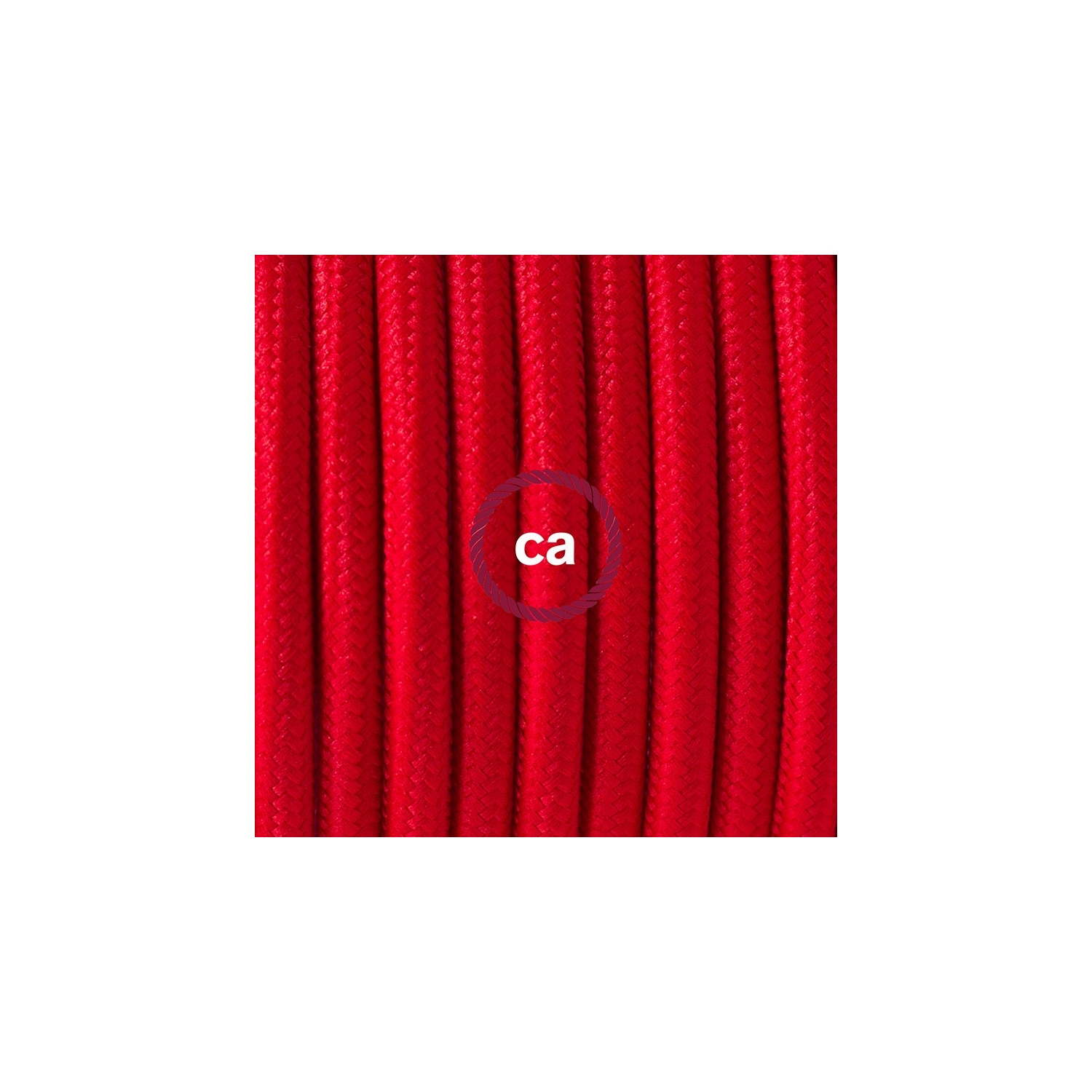 Single Pendant, suspended lamp with Red Rayon textile cable RM09