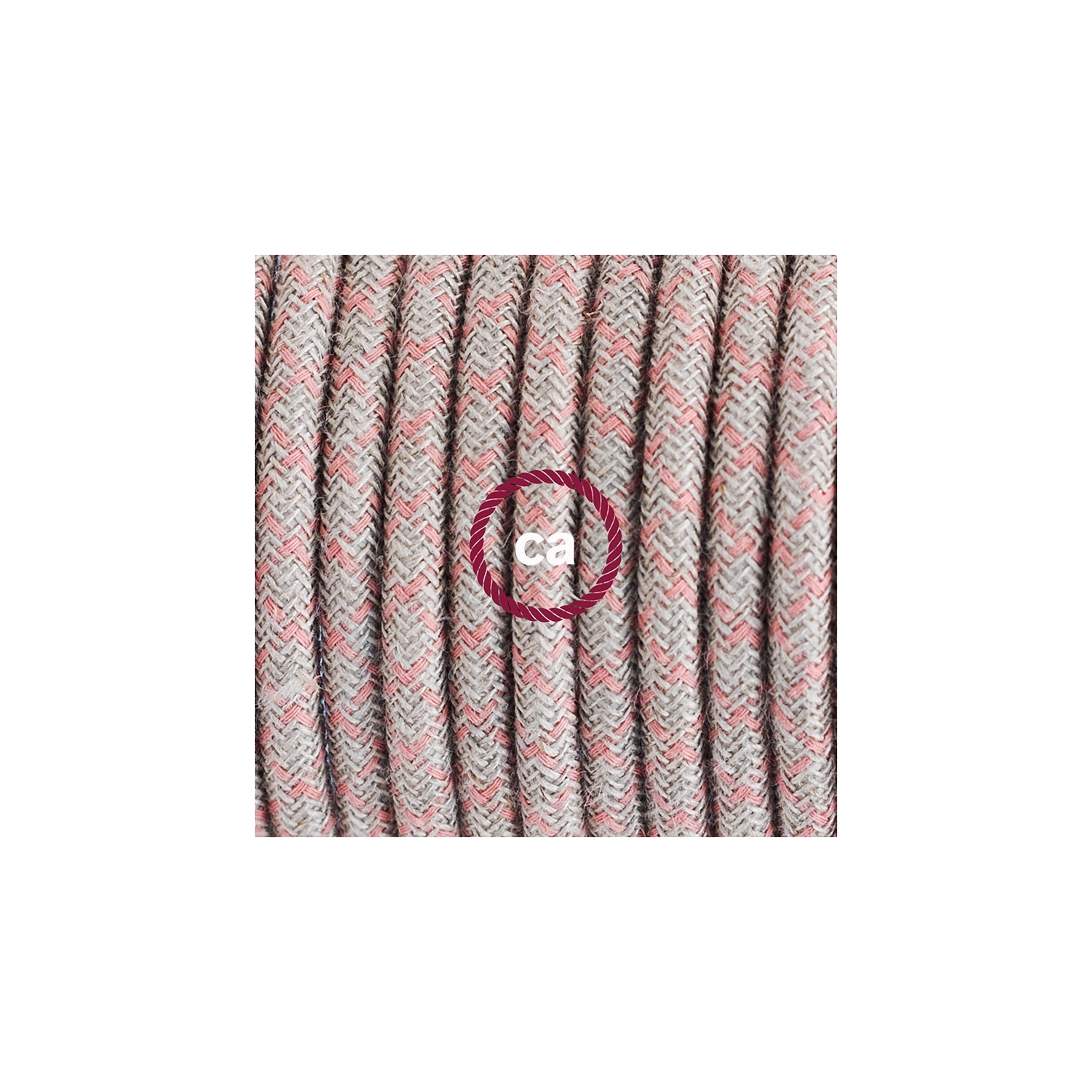 Single Pendant, suspended lamp with Lozenge Ancient Pink textile cable RD61