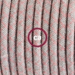 Single Pendant, suspended lamp with Lozenge Ancient Pink textile cable RD61