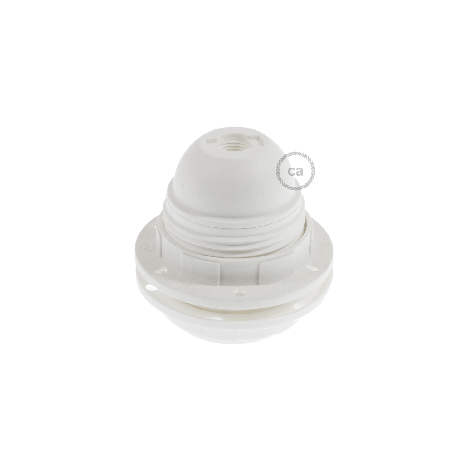 Thermoplastic E27 lamp holder kit with double ferrule for lampshade - White