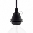 Thermoplastic E27 lamp holder kit with double ferrule for lampshade - Black