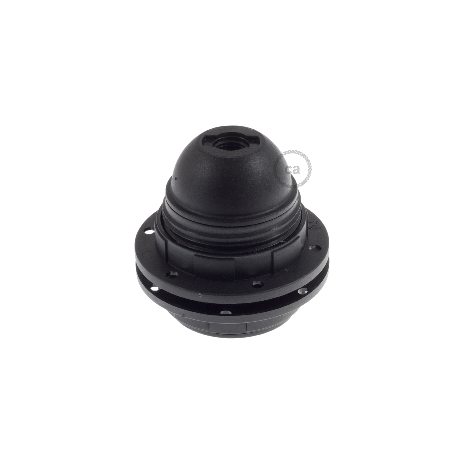 Thermoplastic E27 lamp holder kit with double ferrule for lampshade - Black