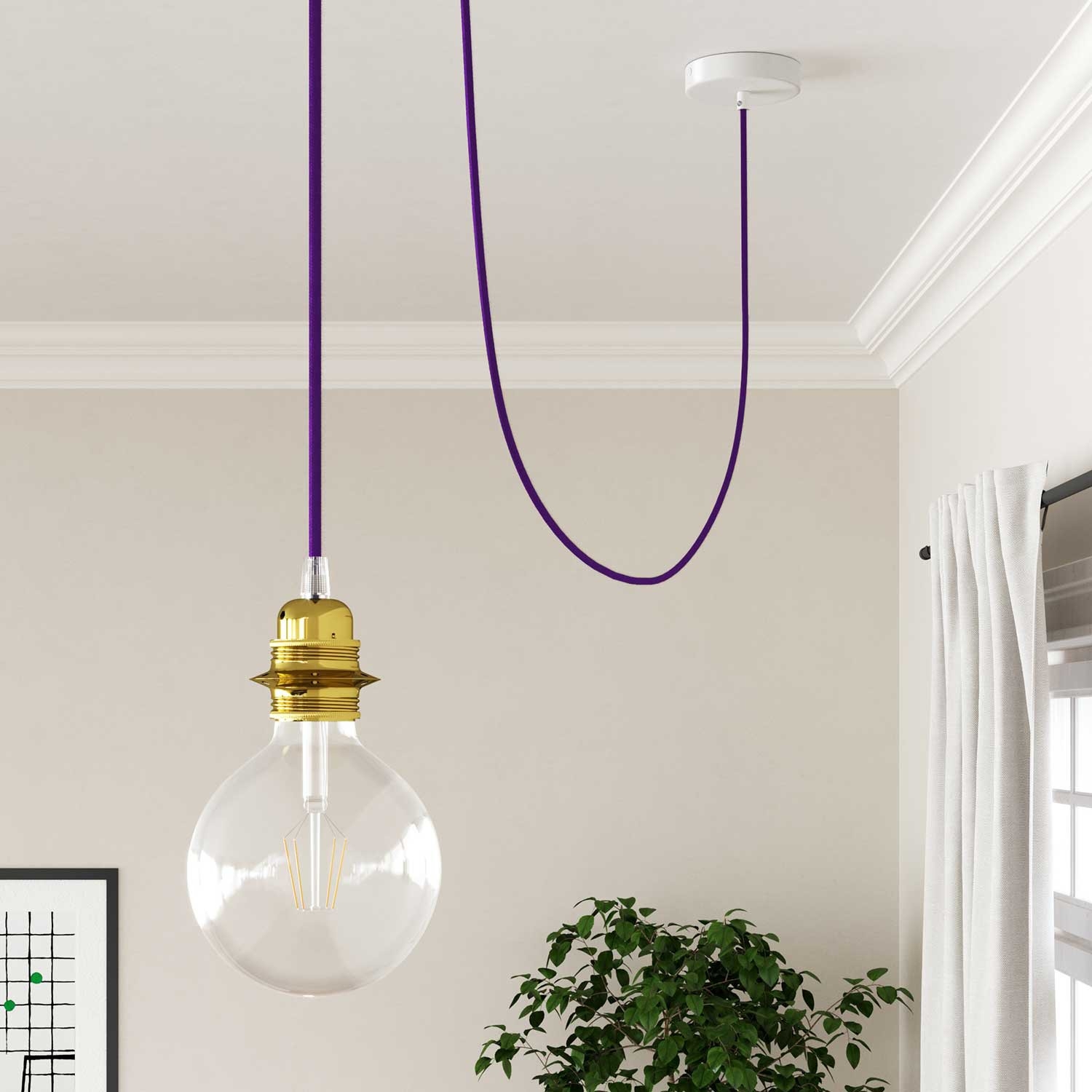 RM14 Violet Round Rayon Electrical Fabric Cloth Cord Cable