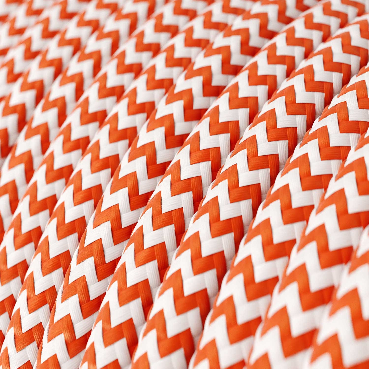 RZ15 Orange ZigZag Round Rayon Electrical Fabric Cloth Cord Cable