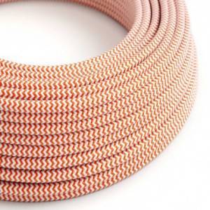 RZ15 Orange ZigZag Round Rayon Electrical Fabric Cloth Cord Cable