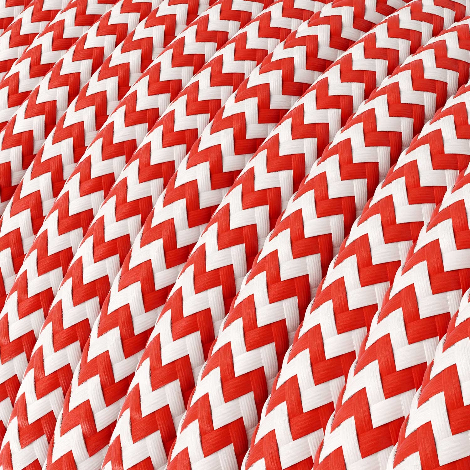 RZ09 Red Zig Zag Round Rayon Electrical Fabric Cloth Cord Cable