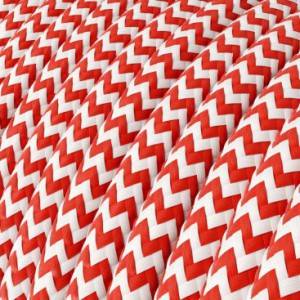 RZ09 Red Zig Zag Round Rayon Electrical Fabric Cloth Cord Cable