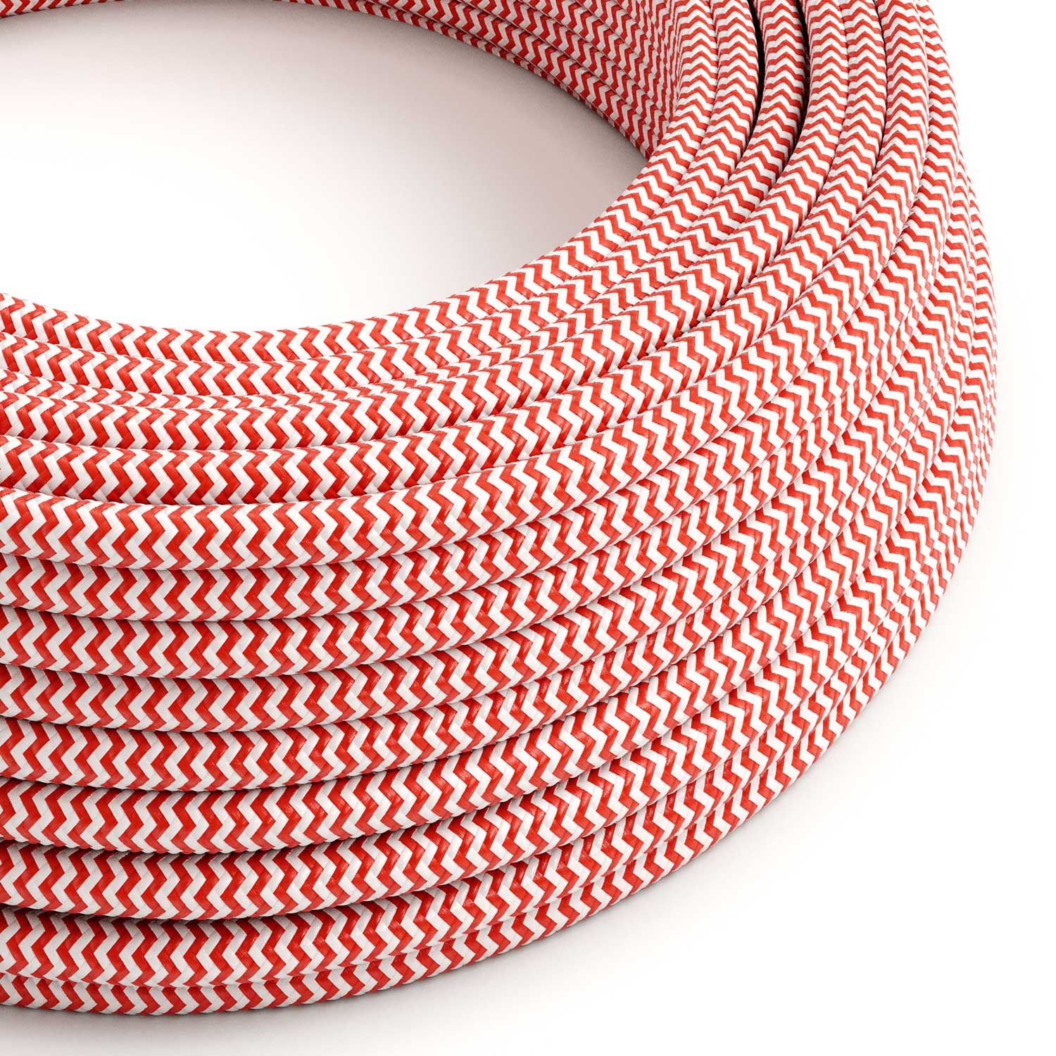 RZ09 Red Zig Zag Round Rayon Electrical Fabric Cloth Cord Cable