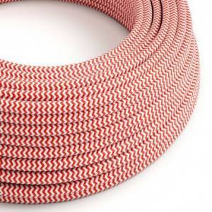 RZ09 Red Zig Zag Round Rayon Electrical Fabric Cloth Cord Cable