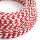 RP09 Red Houndstooth Round Rayon Electrical Fabric Cloth Cord Cable