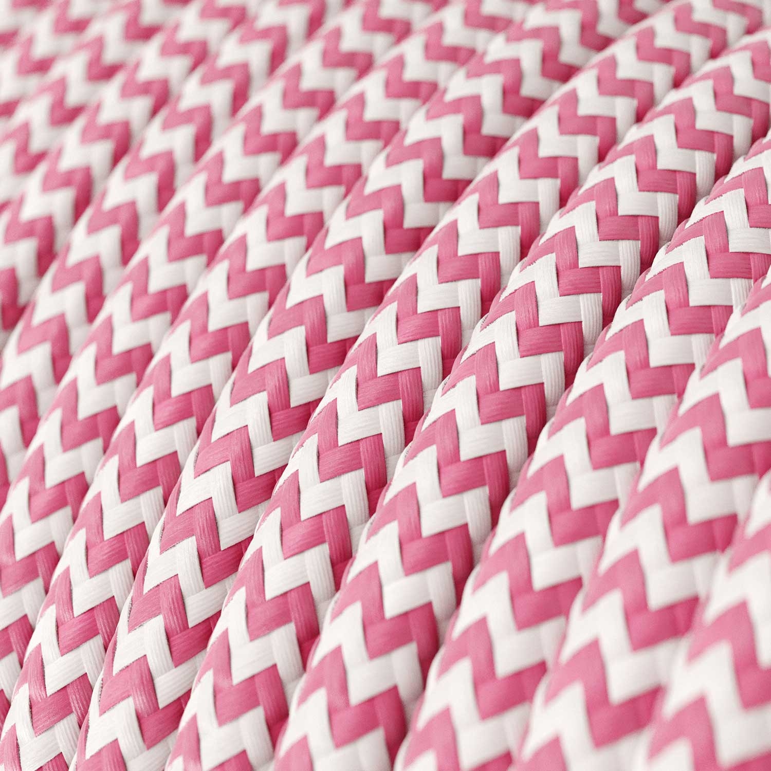 RZ08 Fuchsia ZigZag Round Rayon Electrical Fabric Cloth Cord Cable