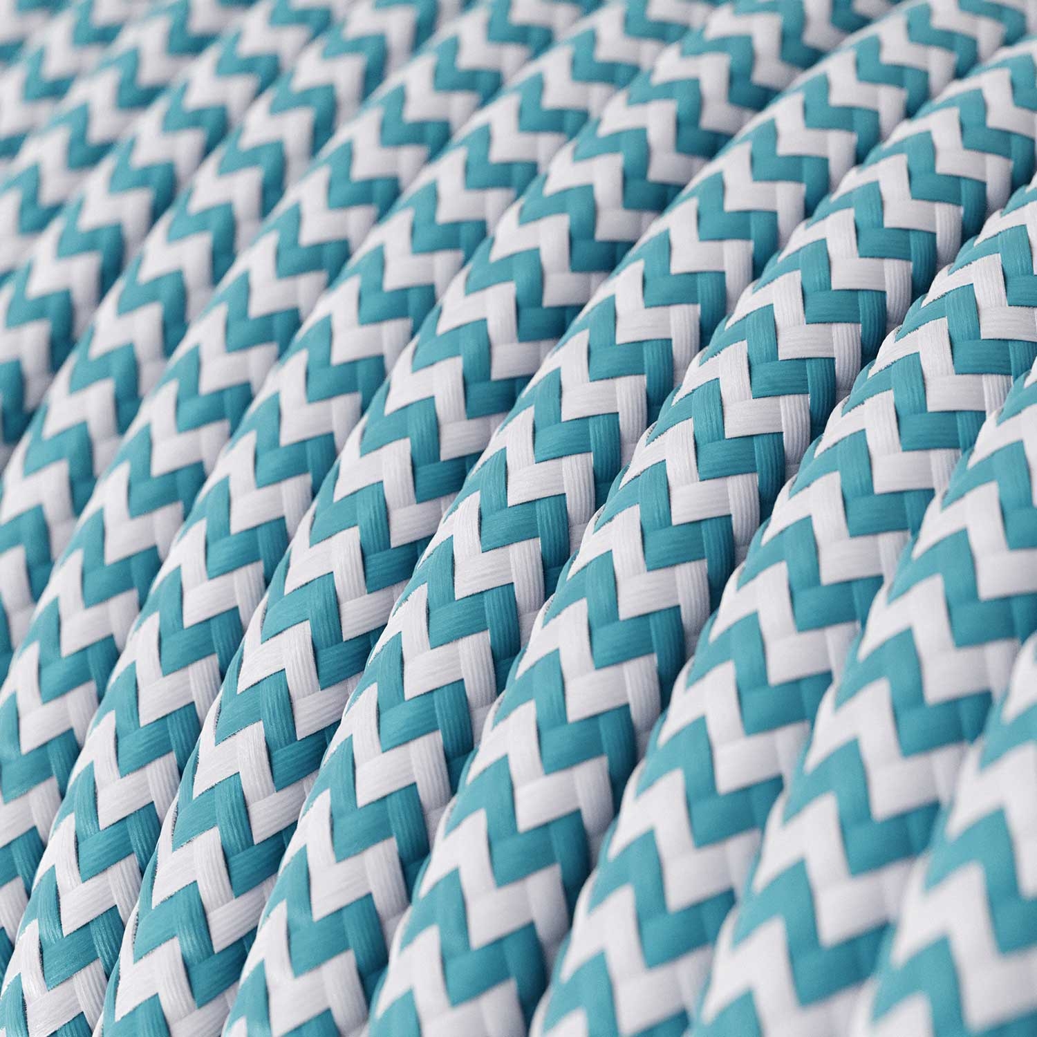 RZ11 Cyan ZigZag Round Rayon Electrical Fabric Cloth Cord Cable