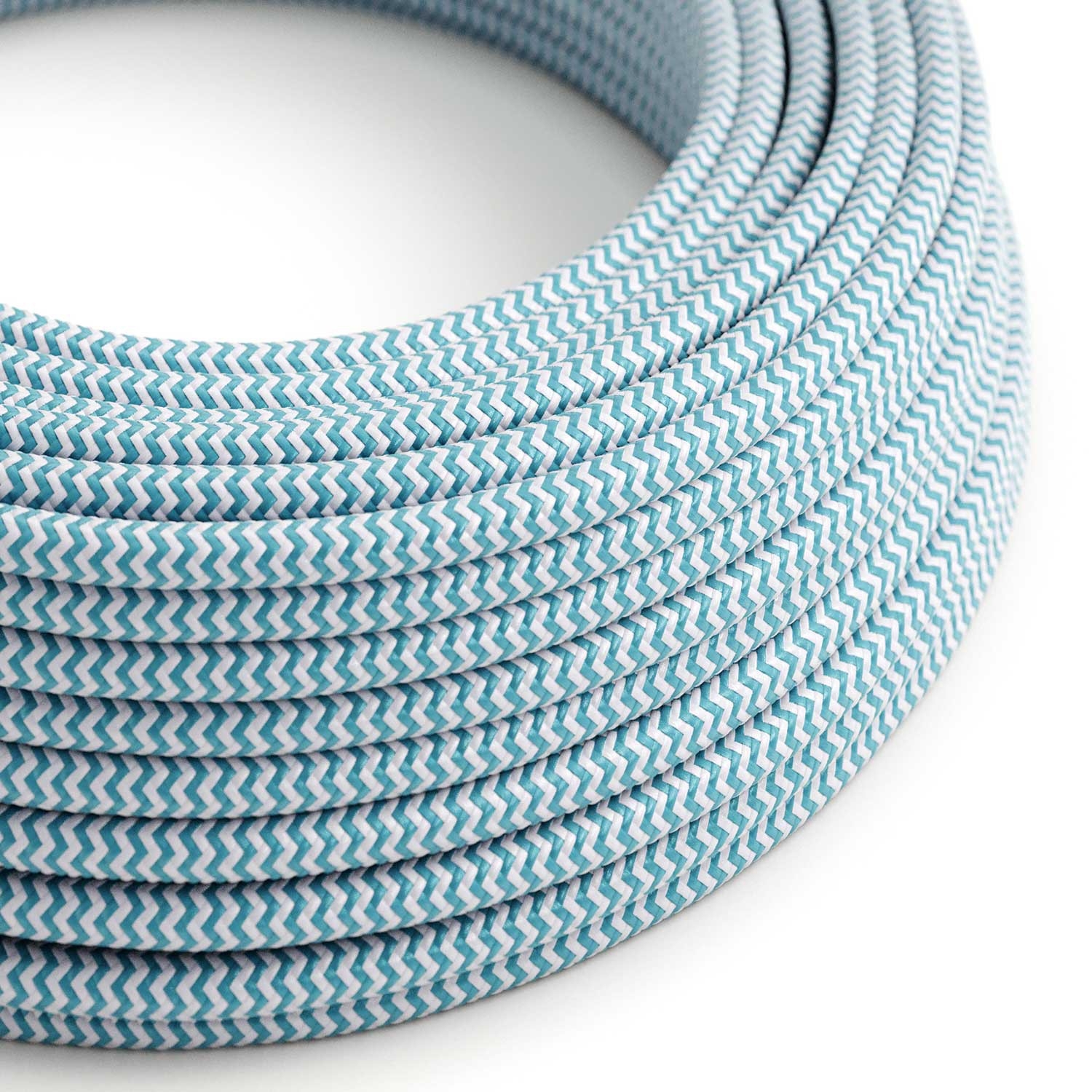 RZ11 Cyan ZigZag Round Rayon Electrical Fabric Cloth Cord Cable