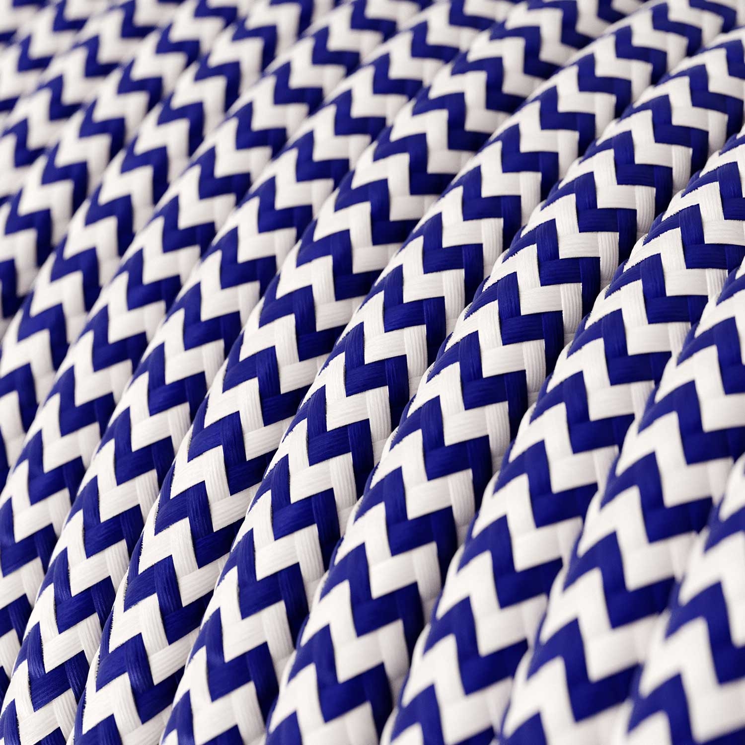 RZ12 Blue ZigZag Round Rayon Electrical Fabric Cloth Cord Cable