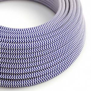 RZ12 Blue ZigZag Round Rayon Electrical Fabric Cloth Cord Cable