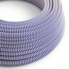 RZ12 Blue ZigZag Round Rayon Electrical Fabric Cloth Cord Cable