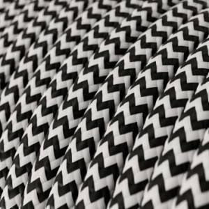 RZ04 Black ZigZag Round Rayon Electrical Fabric Cloth Cord Cable