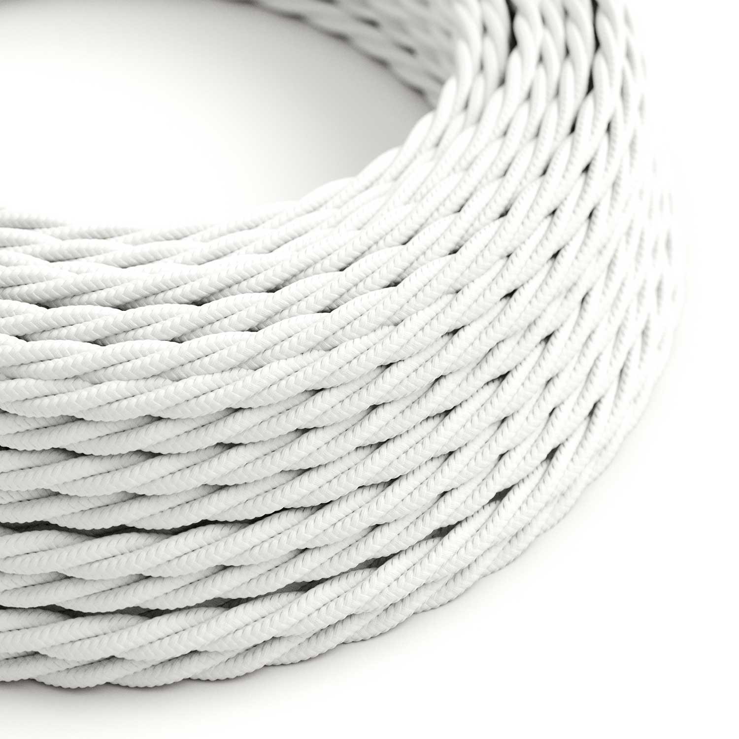 TM01 White Twisted Rayon Electrical Fabric Cloth Cord Cable