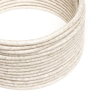 RN01 Natural Neutral Round Linen Electrical Fabric Cloth Cord Cable